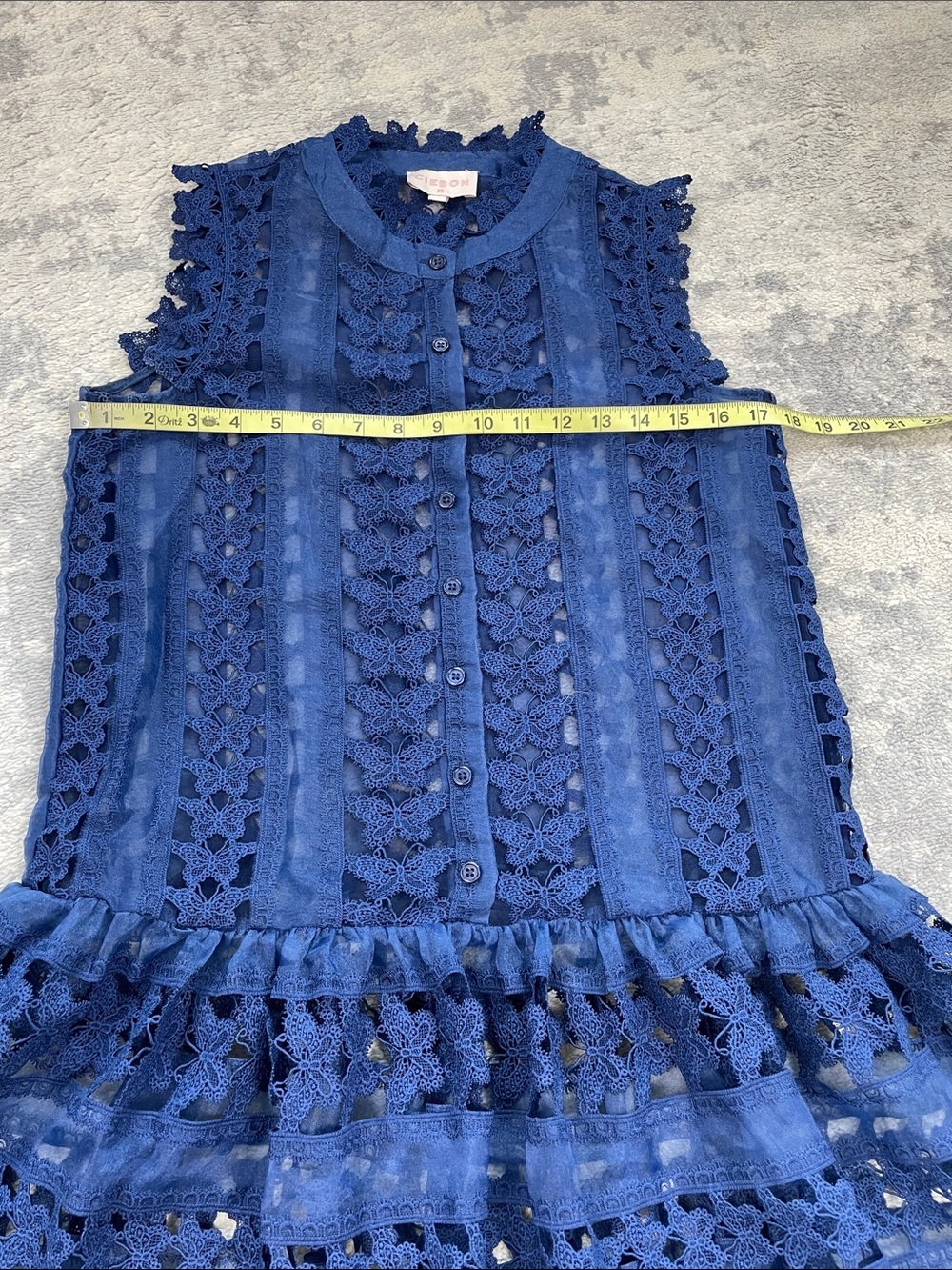 Ciebon Cara Butterfly Lace Shift Dress Navy Blue Mini Sz XS - Picture 7 of 9